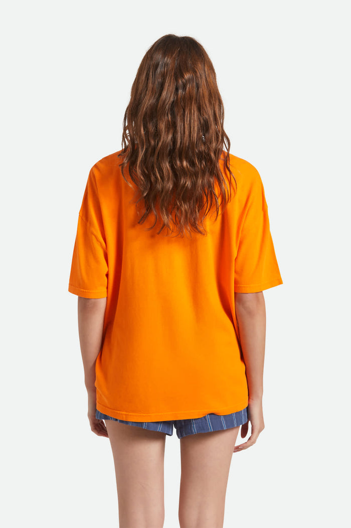 Women's Back On Track Oversized Boyfriend T-Shirt in the color Permission Orange - Women's Back View