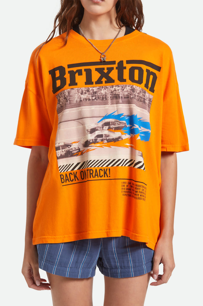 Women's Back On Track Oversized Boyfriend T-Shirt in the color Permission Orange - Additional Fit image