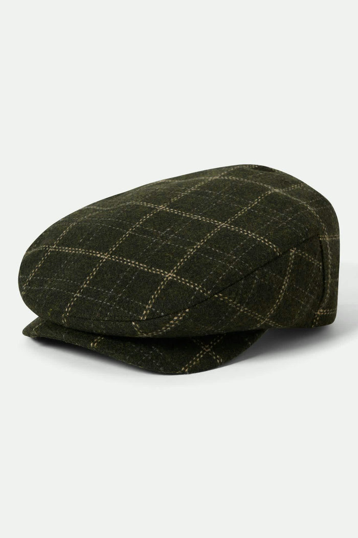 Unisex Barrel Flat Cap in the color Moss/Sand - Front Product View