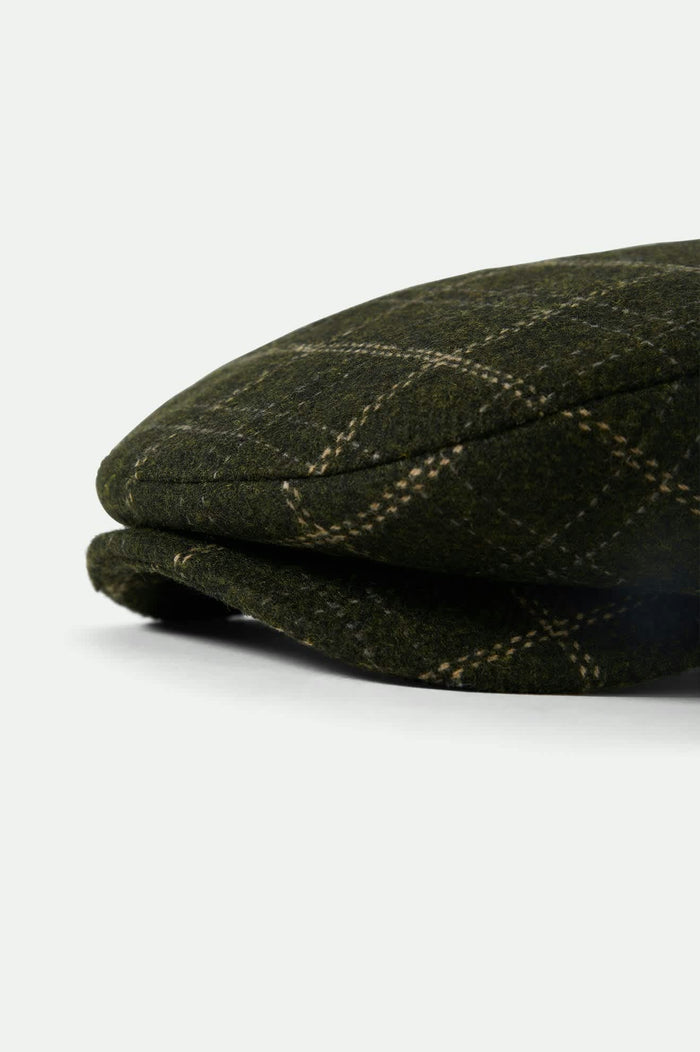 Unisex Barrel Flat Cap in the color Moss/Sand - Additional Laydown image