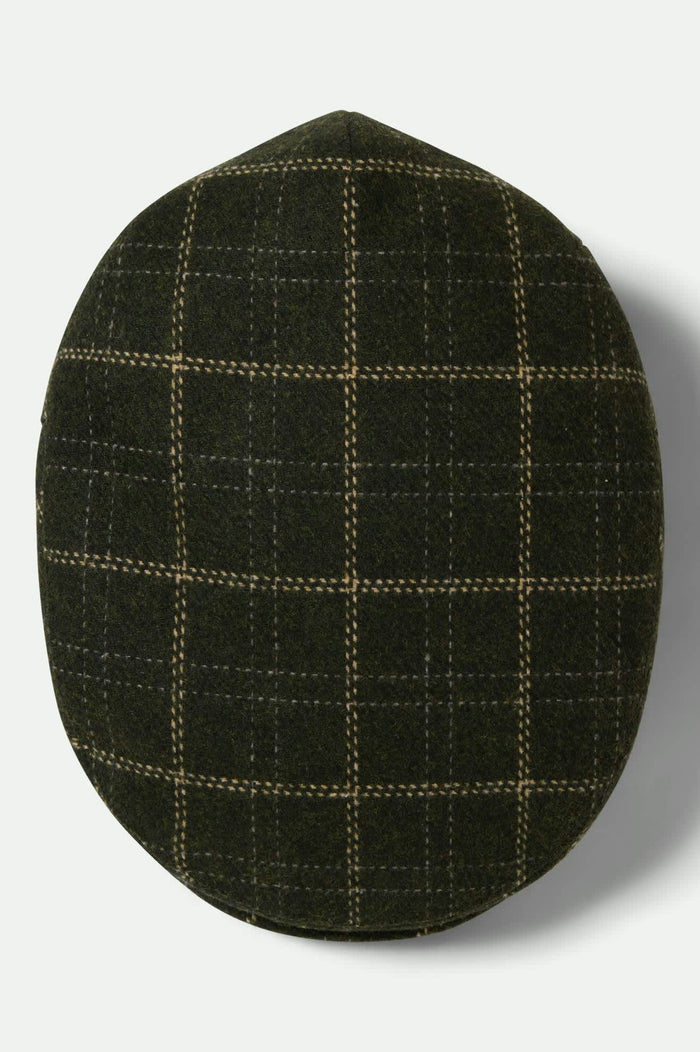 Unisex Barrel Flat Cap in the color Moss/Sand - Additional Laydown image