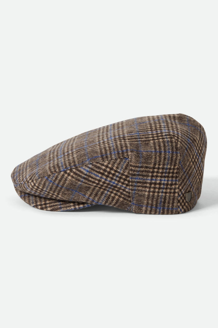 Unisex Barrel Snap Cap in the color Tan/Light Brown/Royal - Additional Laydown image