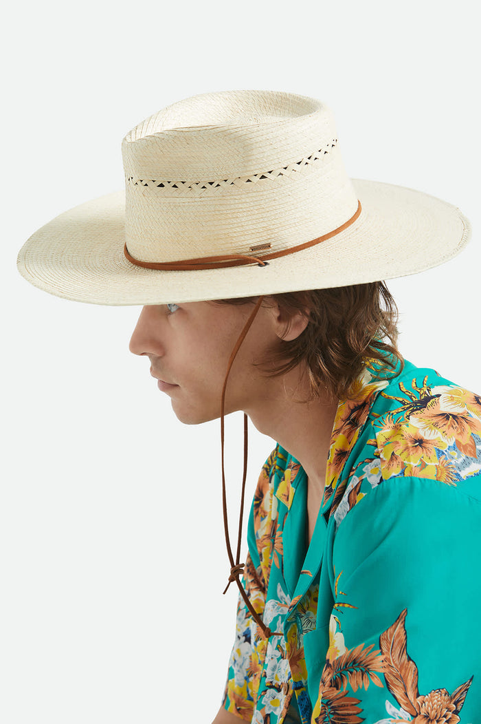 Unisex Beck Straw Rancher Hat in the color Natural - Men's Side View