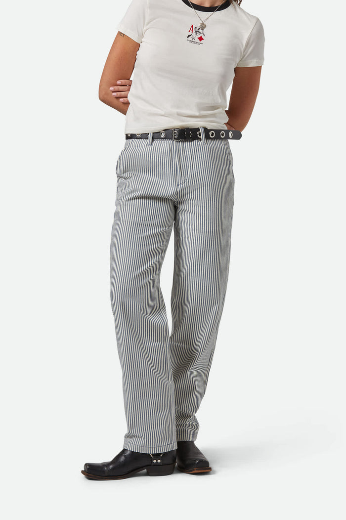Women's Bedford Pant in the color Azure Blue Pinstripe - Women's Front View