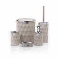 Beige Plastic 5 Piece Bathroom Set with Chrome Trim Accents