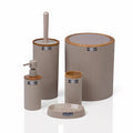 Beige Ribbed Bathroom Set, 18.5 cm Soap Dish & 7.5 L Bin