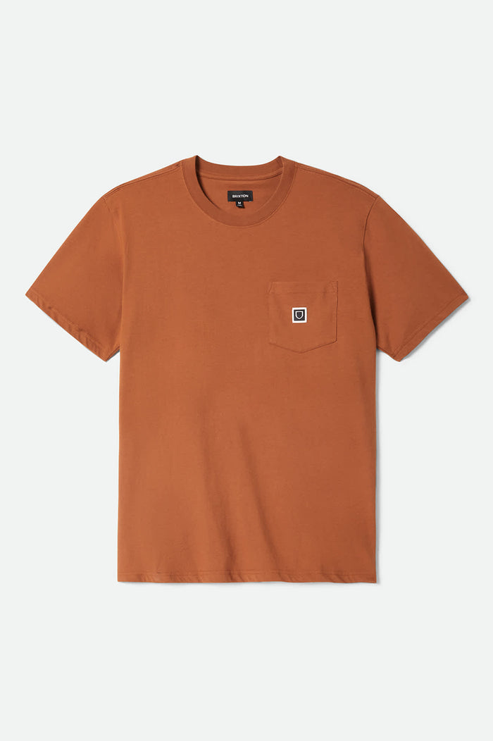 Men's Beta Sheild Short Sleeve Pocket T-Shirt in the color Brown Sugar - Front Product Laydown Image