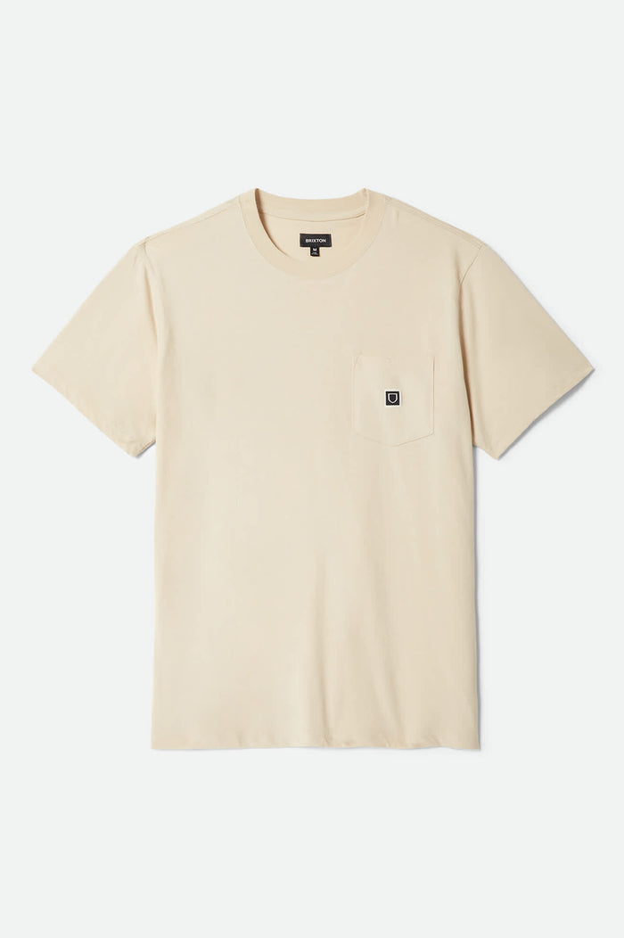 Men's Beta Sheild Short Sleeve Pocket T-Shirt in the color Cream - Front Product Laydown Image