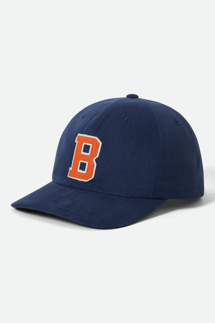 Unisex Big B Adjustable Hat in the color Midnight Blue/Orange - Front Product View