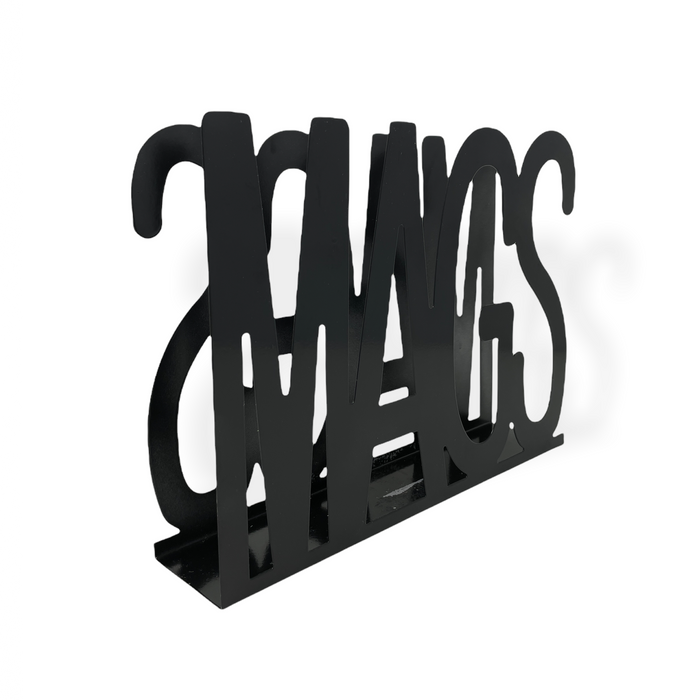 Black Metal MAGS Cutout Magazine Rack