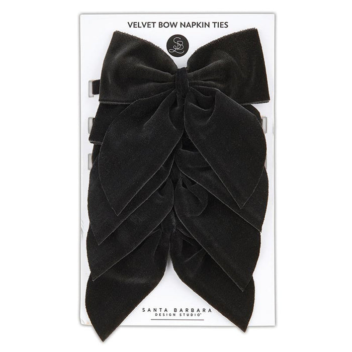Black Velvet Bow Napkin Ties
