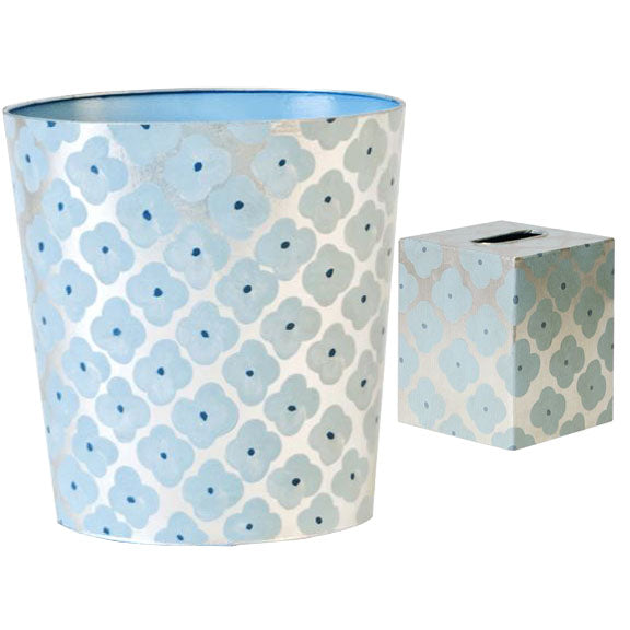 Blue Wastebasket and Tissue Box Cover - Wilson Lee