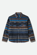 Men's Bowery Arctic Stretch Fleece in the color Mood Indigo Blanket Stripe - Front Product Laydown Image
