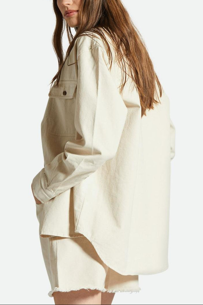 Women's Fit, Back View | Bowery Boyfriend Overshirt - Natural