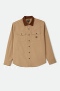 Men's Bowery Builders Ranch Performance Flannel in the color Khaki/Brown - Front Product Laydown Image