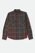Men's Bowery Flannel in the color Walnut Brown/Ultra Marine - Front Product Laydown Image