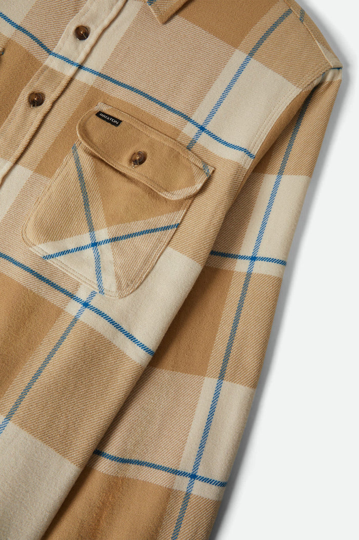Men's Bowery Flannel in the color Whitecap/Sand/Cyber Blue - Additional Laydown image