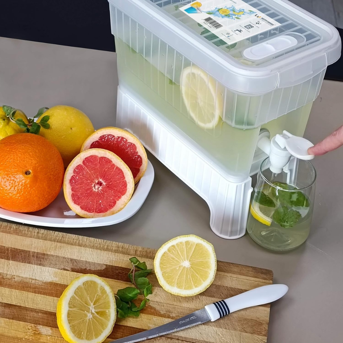 juice dispenser contents and components flat lay
