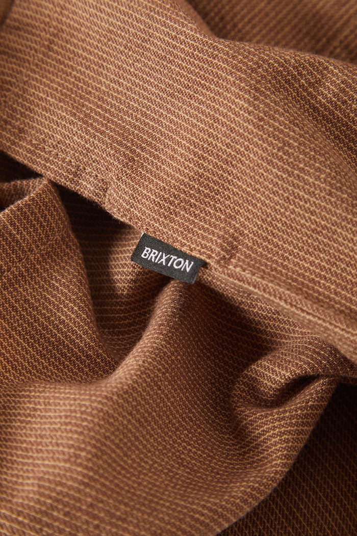 Men's Brakeman Half Zip Short Sleeve Shirt in the color Brown/Tan Stripe - Additional Laydown image