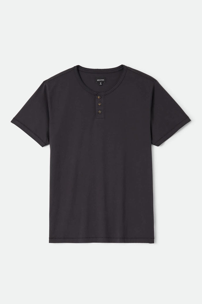 Men's Brixton Baseline Henley T-Shirt in the color Black - Front Product Laydown Image