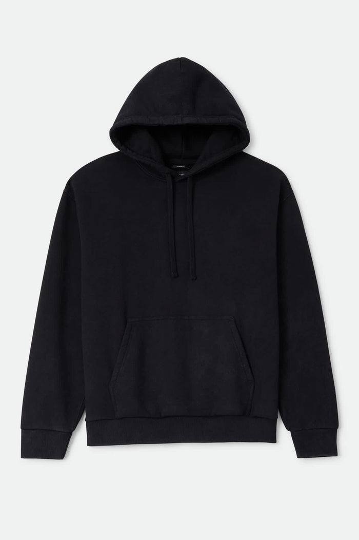 Men's Brixton Baseline Hood Fleece in the color Black - Front Product Laydown Image