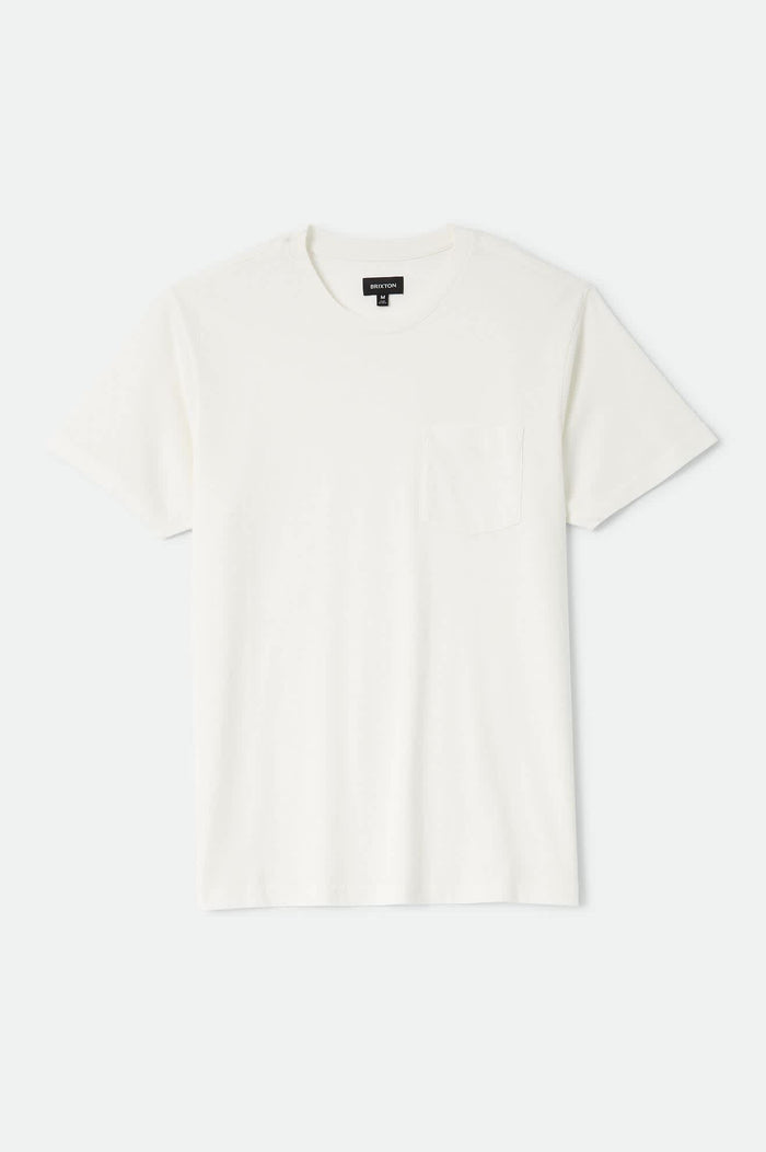Men's Brixton Baseline Pocket T-Shirt in the color Off White Vintage Wash - Front Product Laydown Image