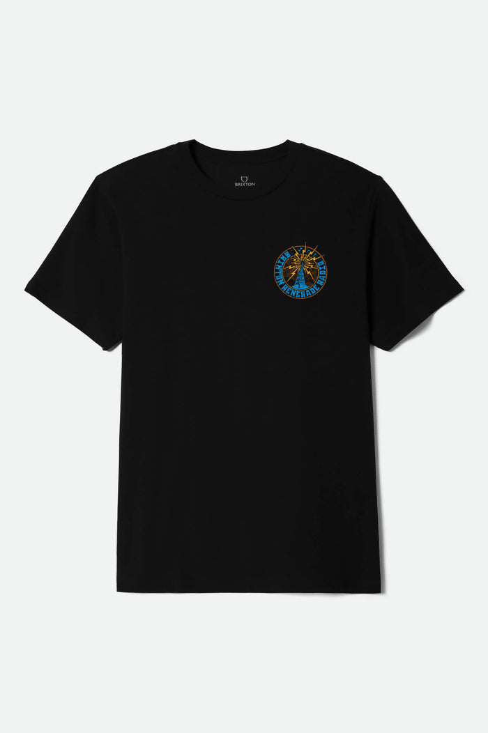 Men's Broadcast S/S Standard T-Shirt in the color Black - Front Product View