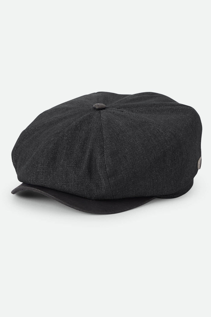 Unisex Brood Baggy Flannel Snap Cap in the color Black Denim/Black - Front Product Laydown Image