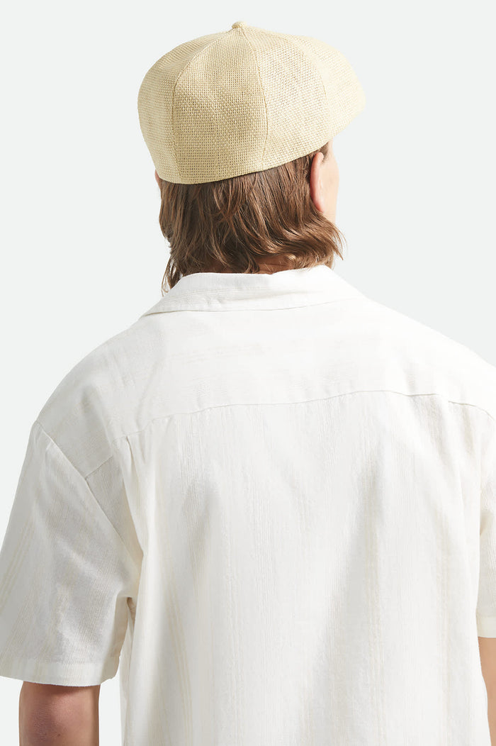 Unisex Brood Newsboy Cap in the color Dark Tan Straw - Men's Back View