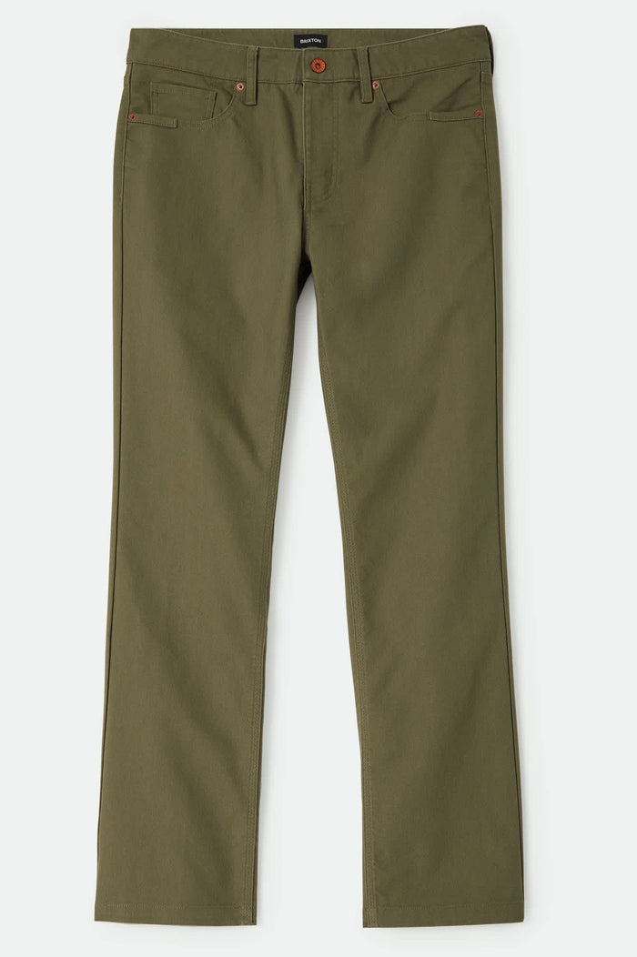 Men's Builders 5-Pocket Pant in the color Dark Olive - Front Product Laydown Image