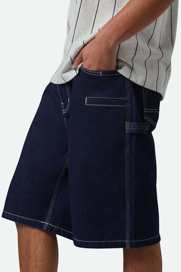 Men's Builders Carpenter Baggy Short in the color Rinse Denim - Additional Fit image