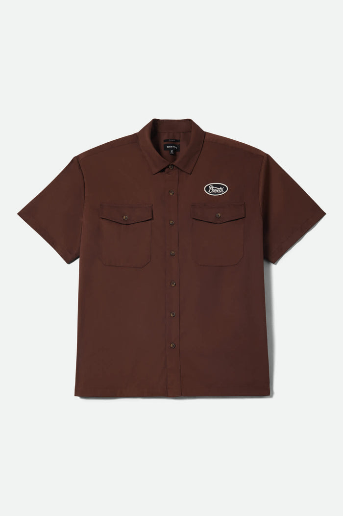 Men's Builders Olson Short Sleeve Shirt in the color Chocolate - Front Product View