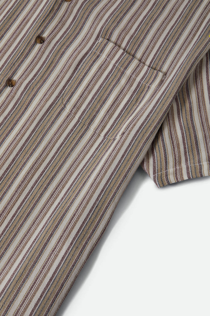 Men's Bunker Twisted Stripe Short Sleeve Camp Collar Shirt in the color Robust Red - Additional Laydown image