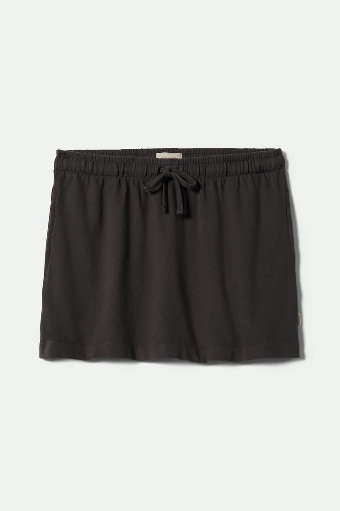 Women's Carefree Organic Garment Dye Lounge Skirt in the color Black - Front Product View