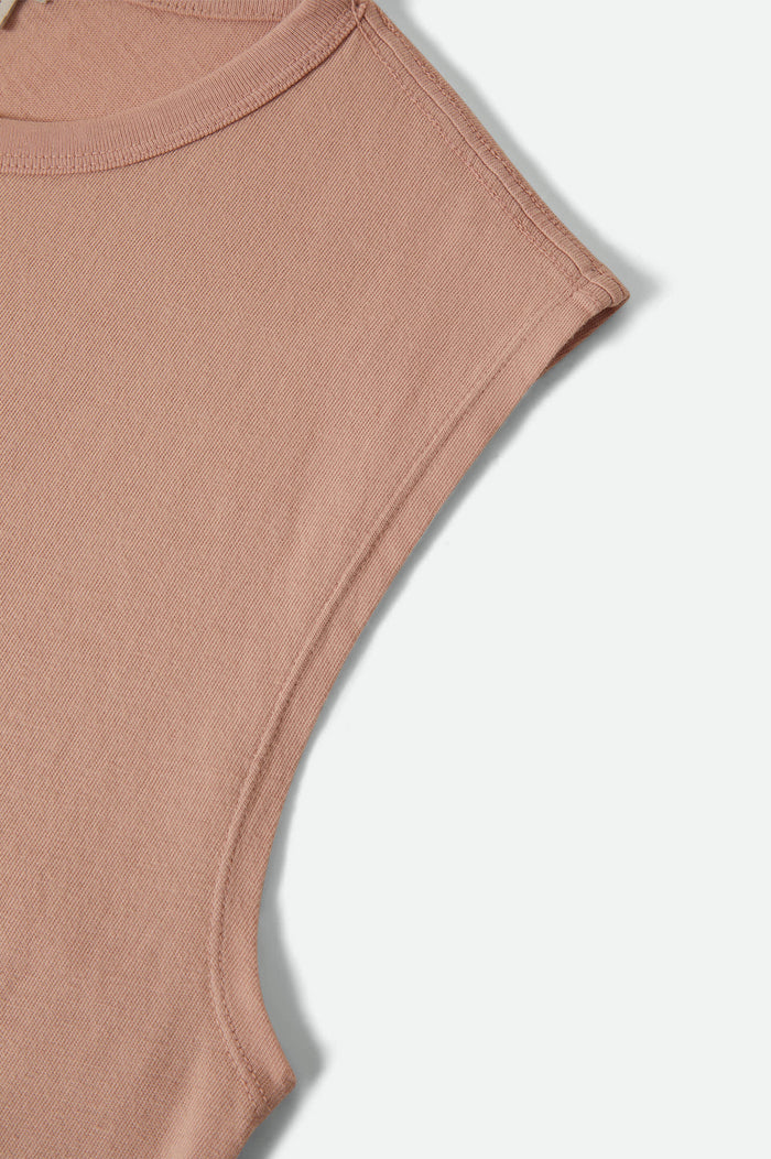 Women's Carefree Organic Garment Dye Muscle Tank in the color Silver Pink - Additional Laydown image