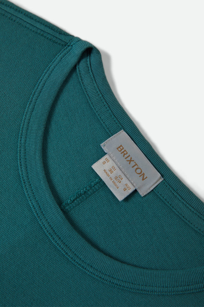 Women's Carefree Organic Garment Dye Perfect T-Shirt in the color Washed Mediterranean Teal - Additional Laydown image