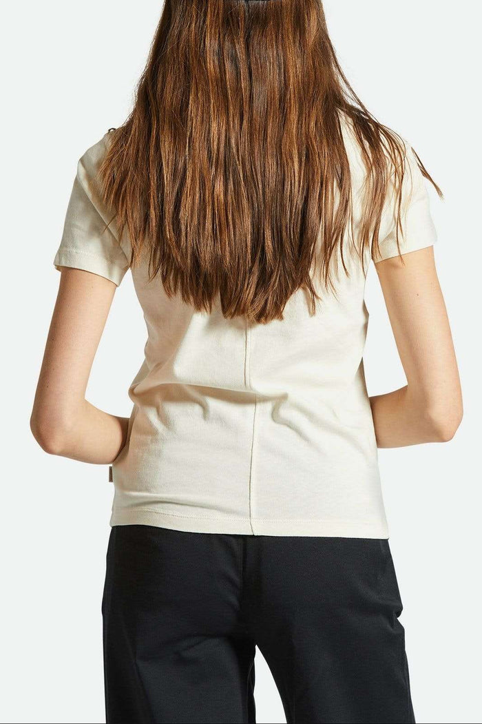 Women's Back Fit Image | Carefree Organic Garment Dye Slim Crew T-Shirt - White Smoke