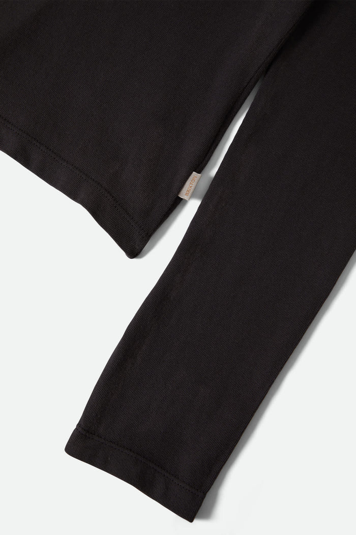 Women's Carefree Organic Garment Dye Slim L/S T-Shirt in the color Black - Additional Laydown image