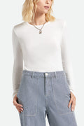 Women's Carefree Organic Garment Dye Slim L/S T-Shirt in the color Off White - Women's Front View