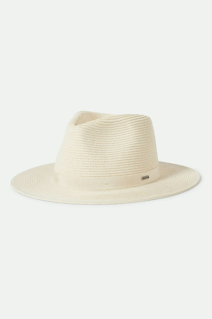 Women's Carolina Straw Packable Travel Hat in the color Bone/Bone - Front Product View