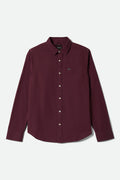 Men's Charter Long Sleeve Shirt in the color Port - Front Product Laydown Image