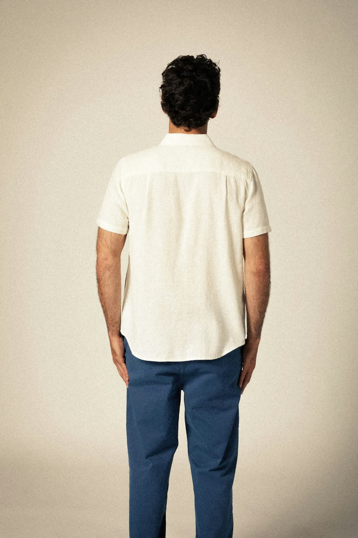 Charter Organic Cotton Linen Blend S/S Shirt - Egret White