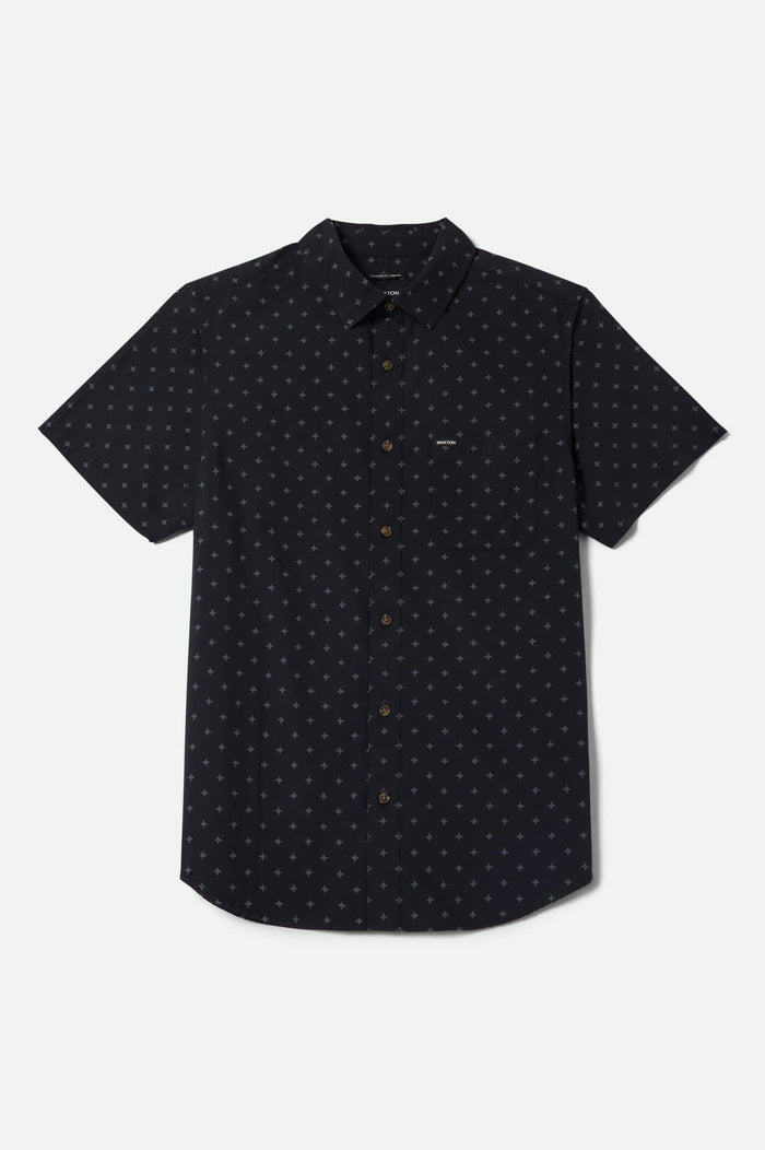 Men's Charter Print Short Sleeve Shirt in the color Future Grey Diamond Tile - Front Product View