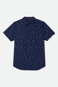 Men's Charter Print Short Sleeve Shirt in the color Midnight Blue Geo - Front Product View