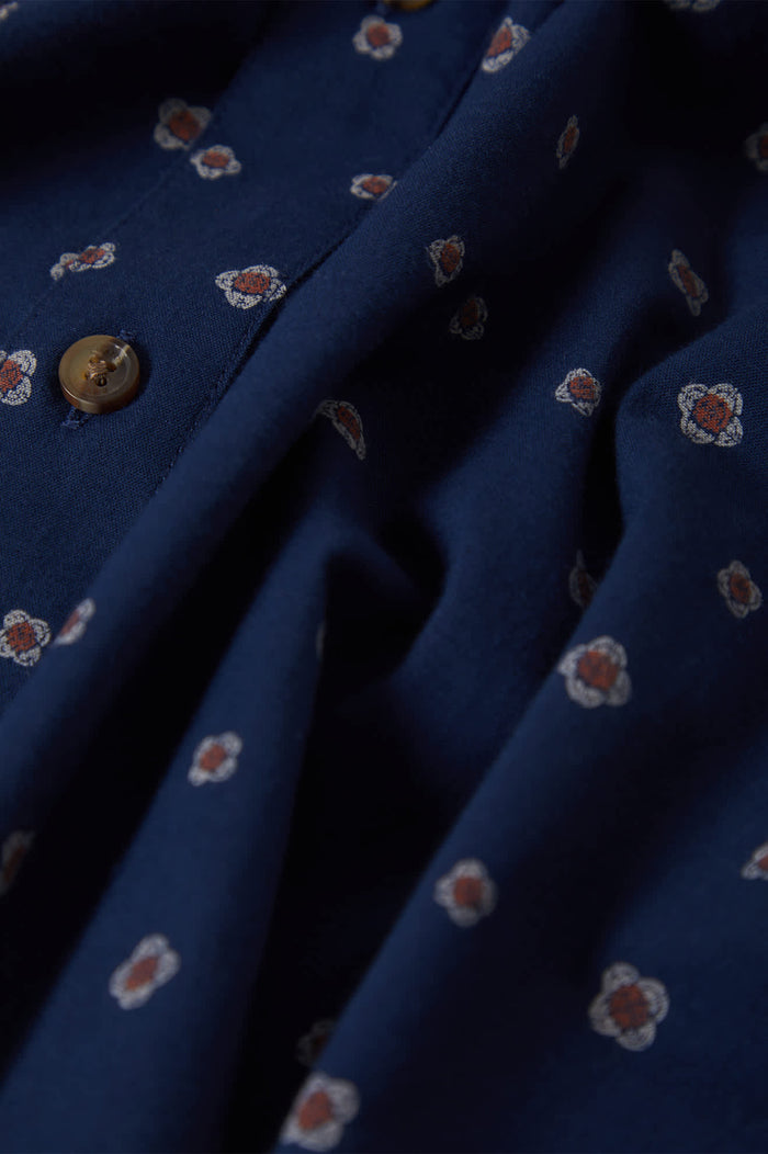 Men's Charter Print Short Sleeve Shirt in the color Midnight Blue Geo - Additional Laydown image