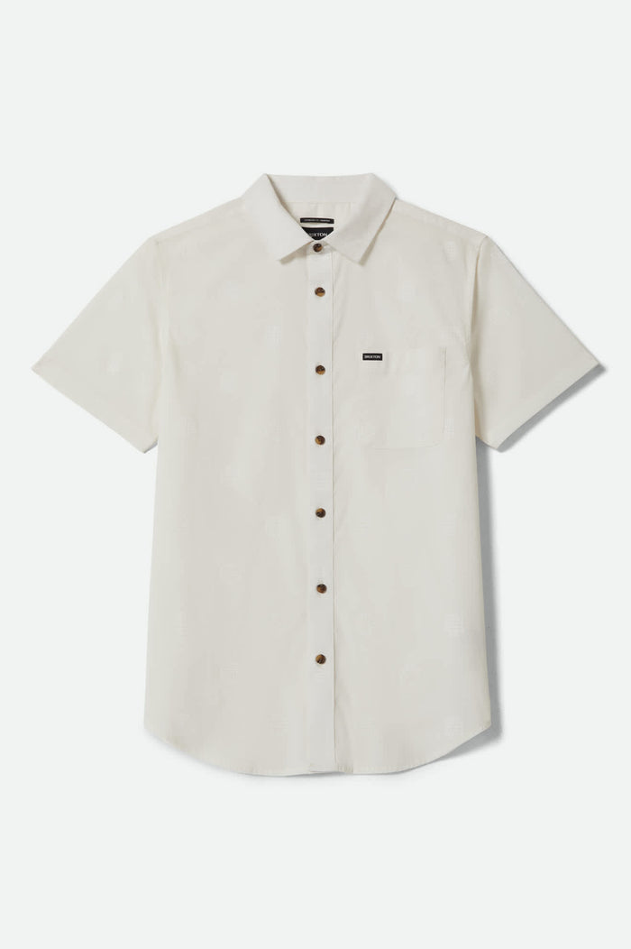 Men's Charter Print Short Sleeve Shirt in the color Off White Geo - Front Product View