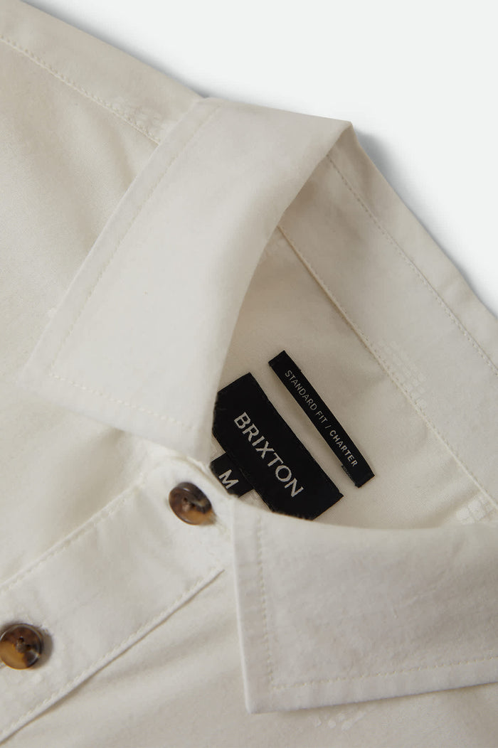 Men's Charter Print Short Sleeve Shirt in the color Off White Geo - Additional Laydown image