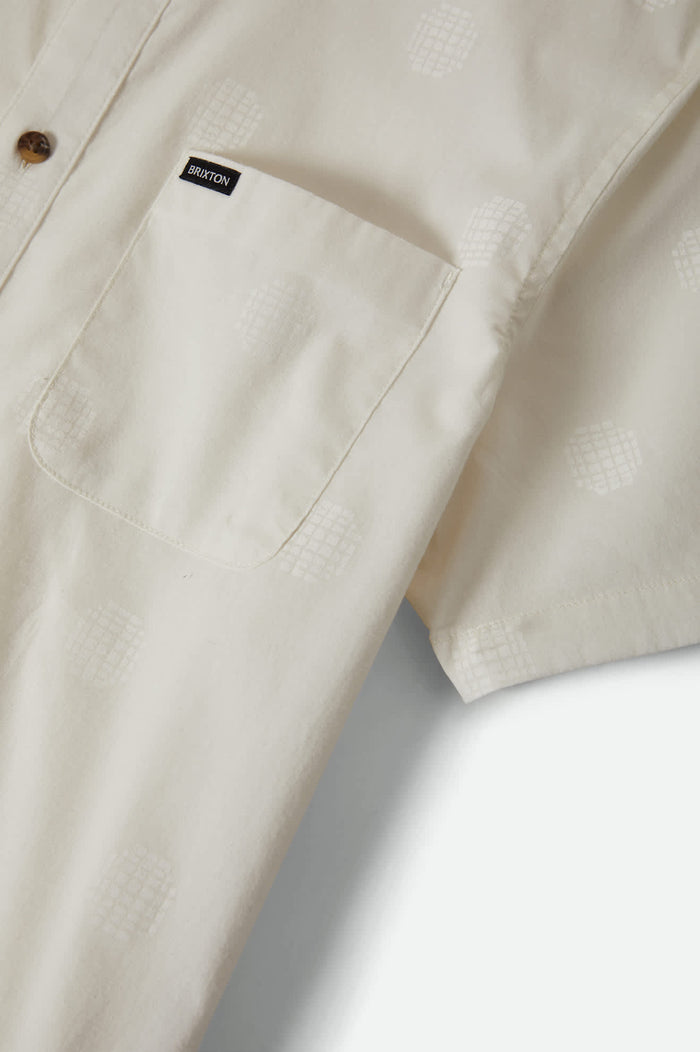 Men's Charter Print Short Sleeve Shirt in the color Off White Geo - Additional Laydown image