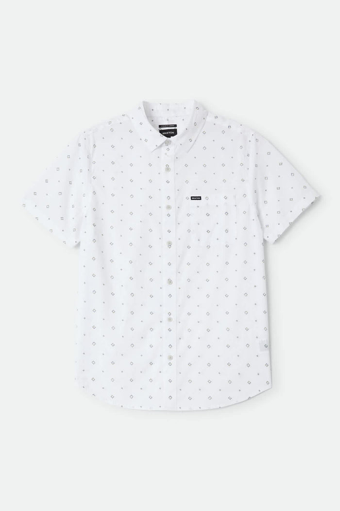 Men's Charter Print Shirt in the color White/Geo - Front Product Laydown Image