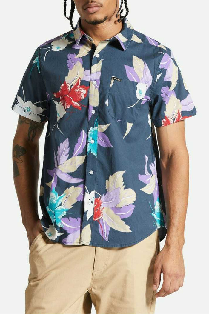 Charter Print S/S Shirt - Washed Navy Passion